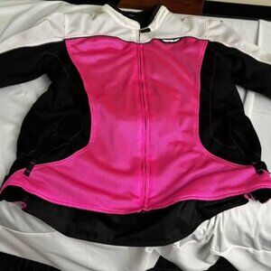 Hot pink high visibility armored motorcycle biker jacket summer mesh 3x